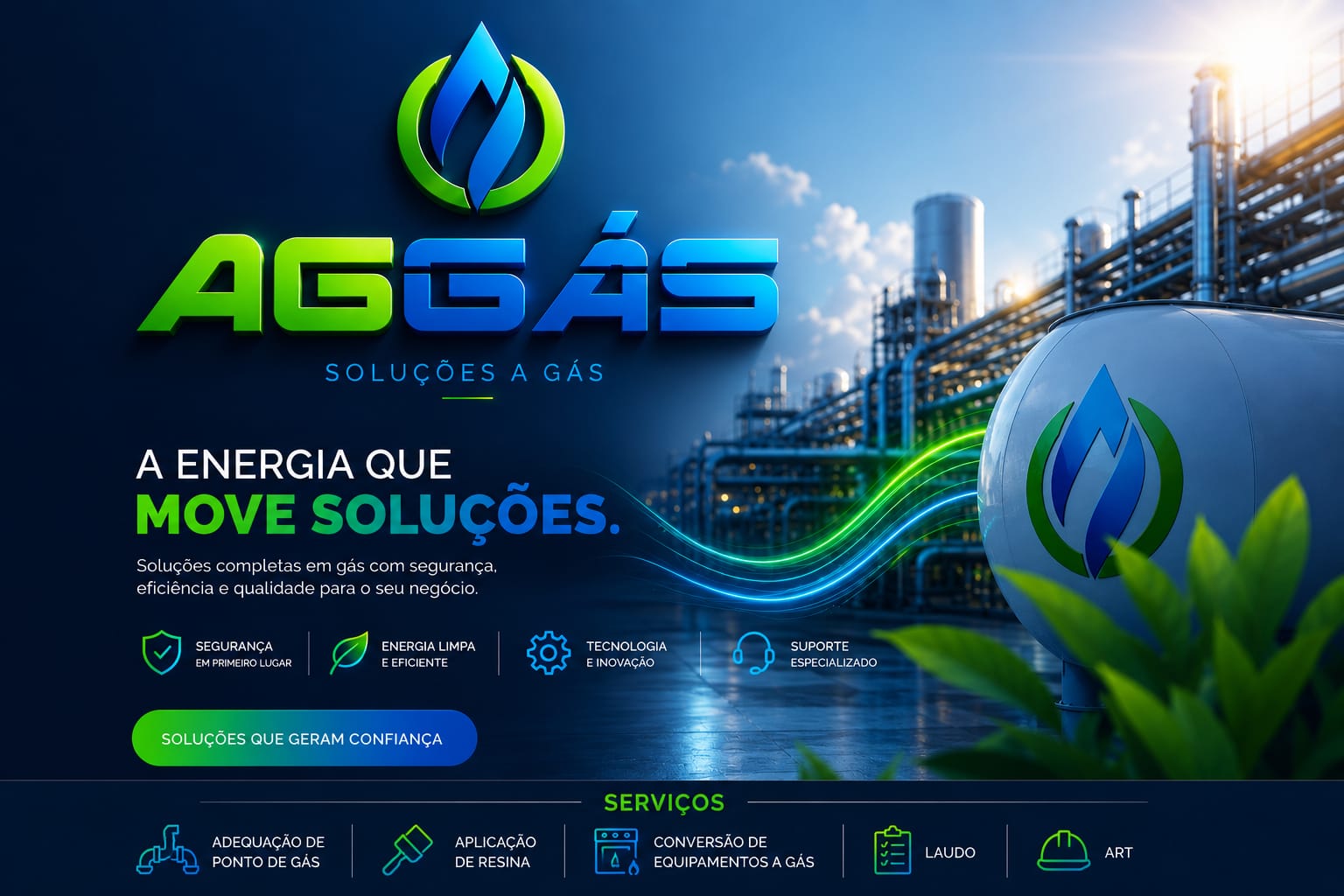Empresa especializada em soluções a gás em São Paulo. Serviços de adequação de ponto de gás, aplicação de resina em tubulação, conversão de fogão e cooktop, emissão de laudo técnico e ART. Atendimento rápido, seguro e com técnicos especializados.